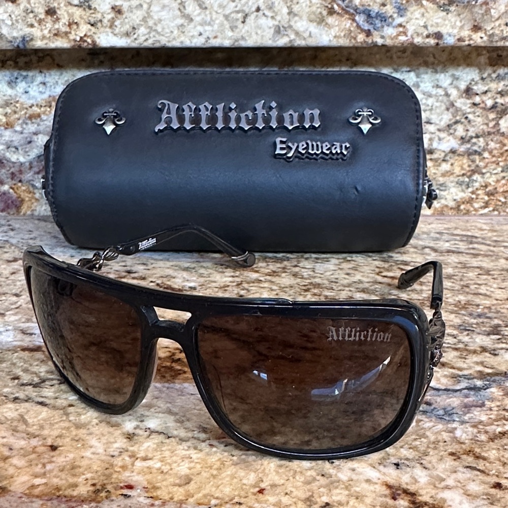 Affliction Eyewear KNOX Sunglasses - Black Gunmetal BKGU w/case - Picture 2 of 10